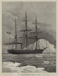 The Swedish Arctic exploring Ship Vega among Icebergs